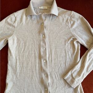 SUIT SUPPLY  Light Beige Merino  Knit Button-Down Shirt